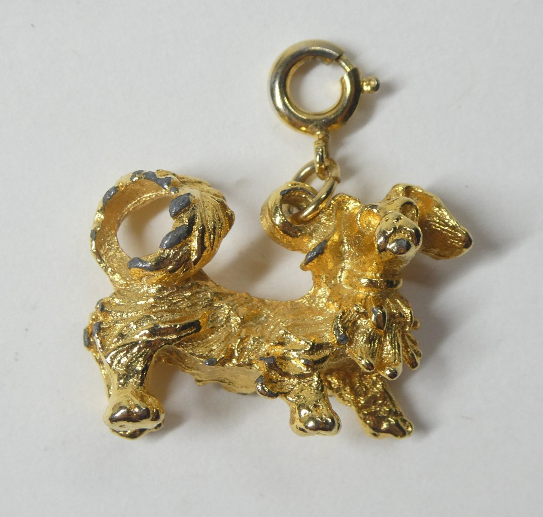 Goldtone Dog 3D Charm Pendant Vintage Coro Cellini?