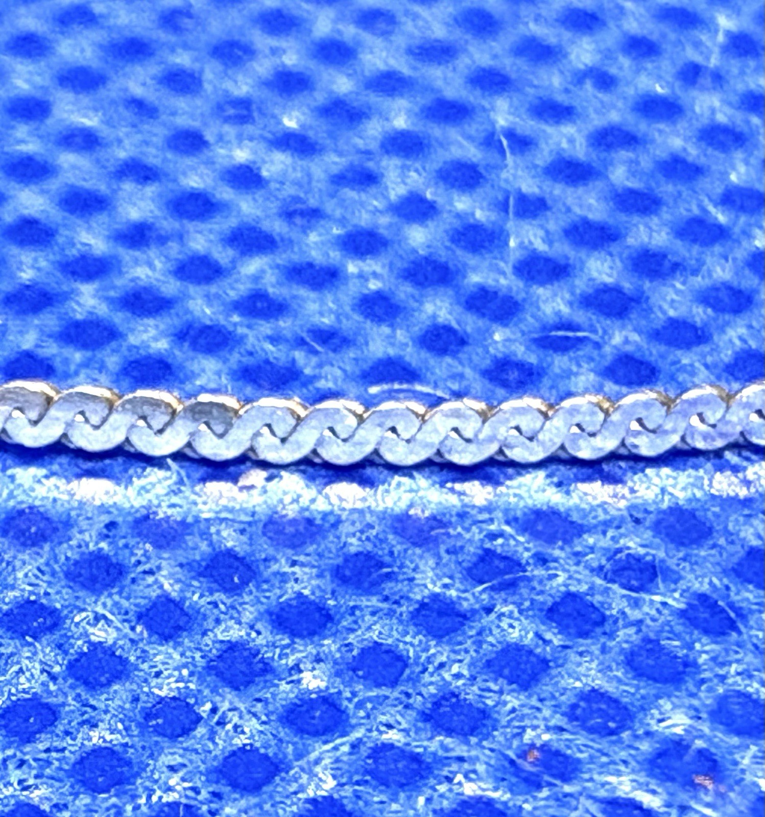 Herringbone S Wave Chain 925 Silver 15.5” 41cm Necklace VINTAGE Italy 1.5g