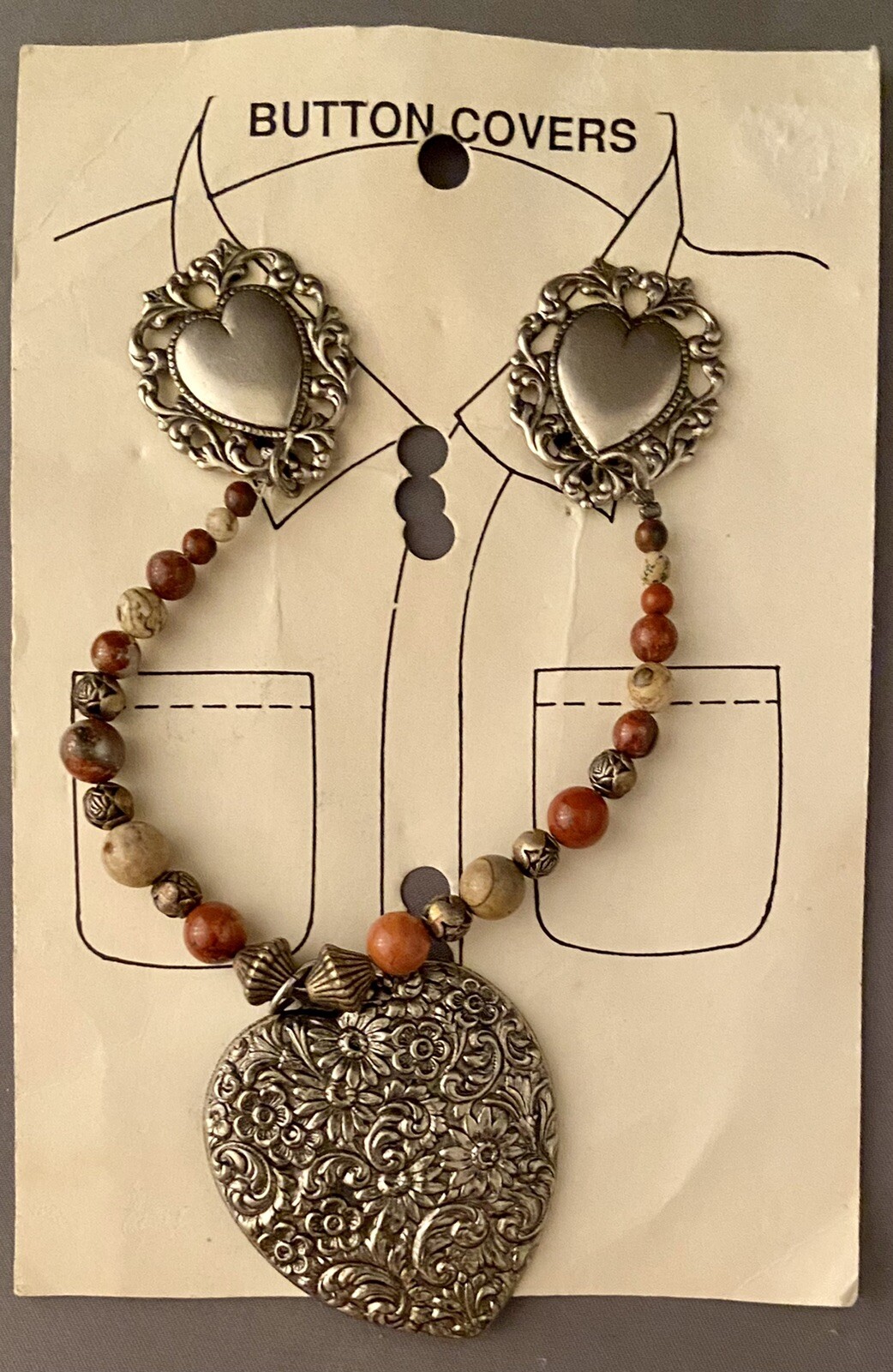 vintage Collar Clip Heart Bead Chain
