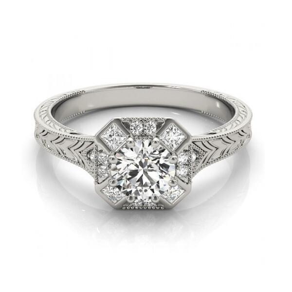 1 Ct White Round Cut Simulated Diamond Retro Art Deco Antique Ring In 925 Silver