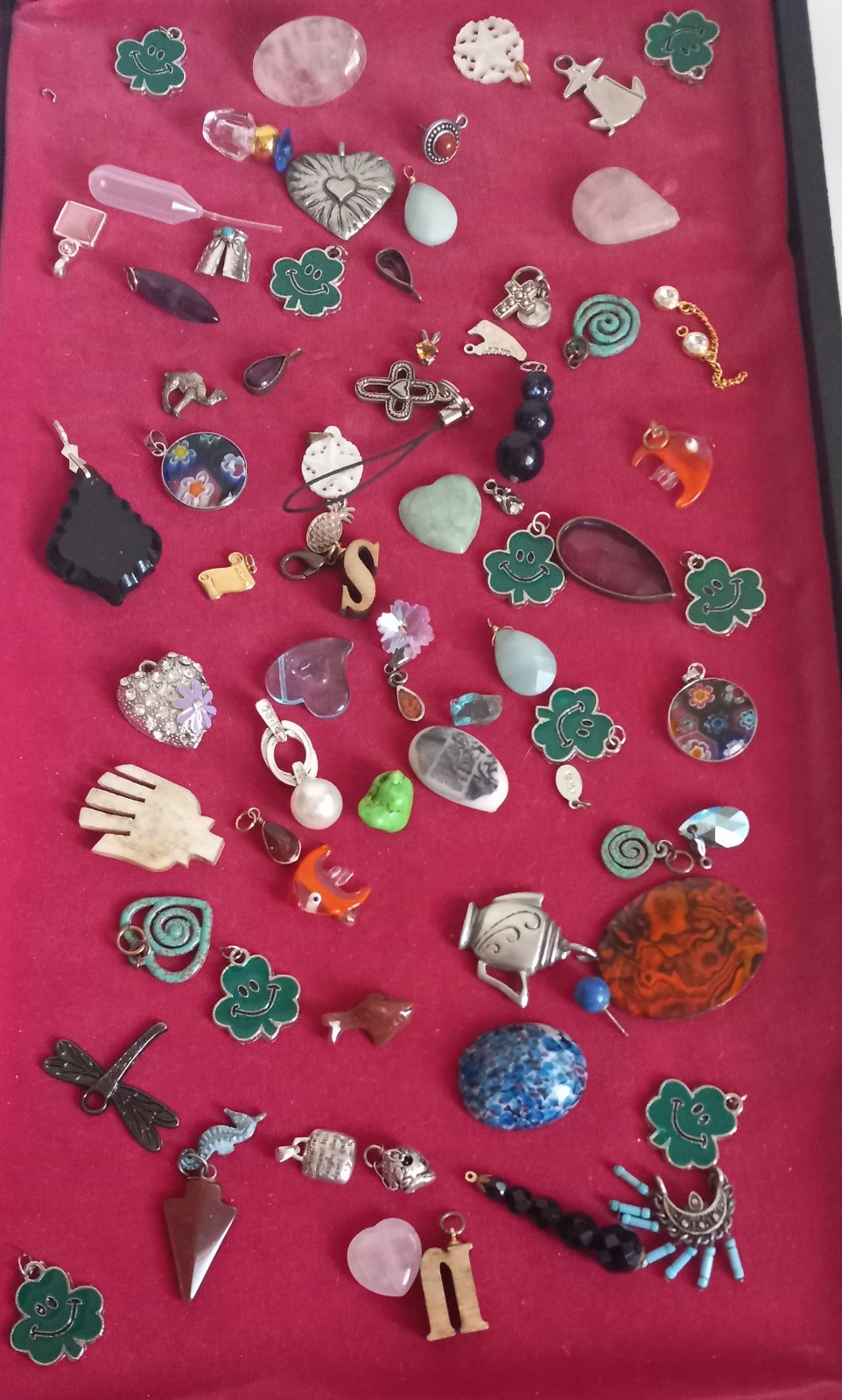 whole bunch jewelry charms pendants gemstones vtg lot crystal perfume bottle #1