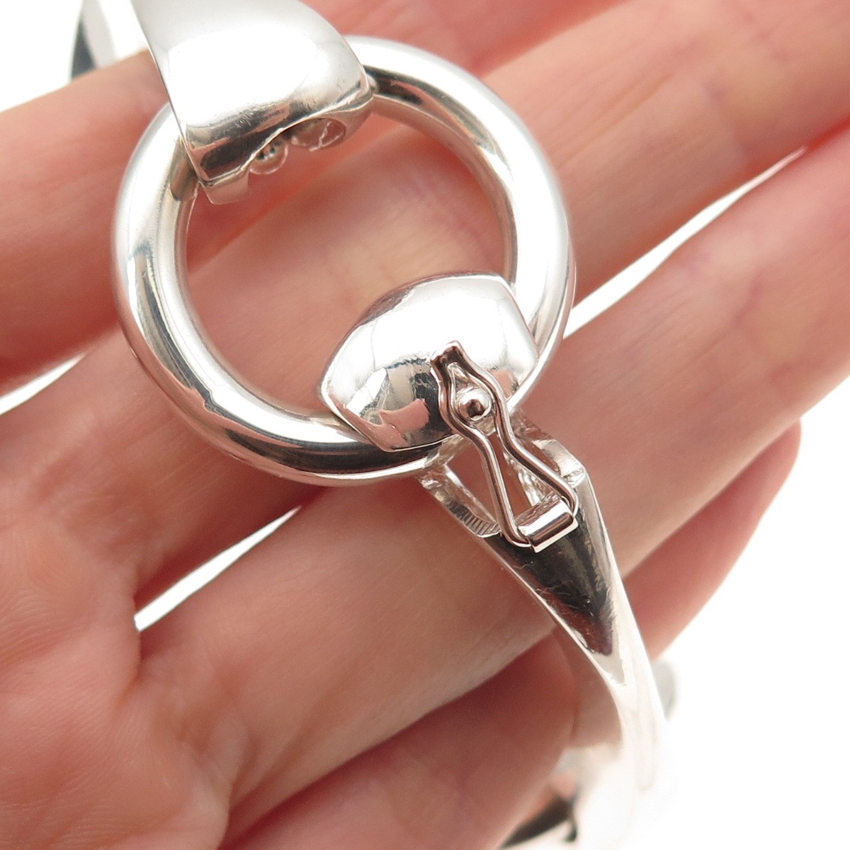 Gayer & Krauss 835 Silver Vintage Germany Horsebit Modernist Bracelet 6.75″