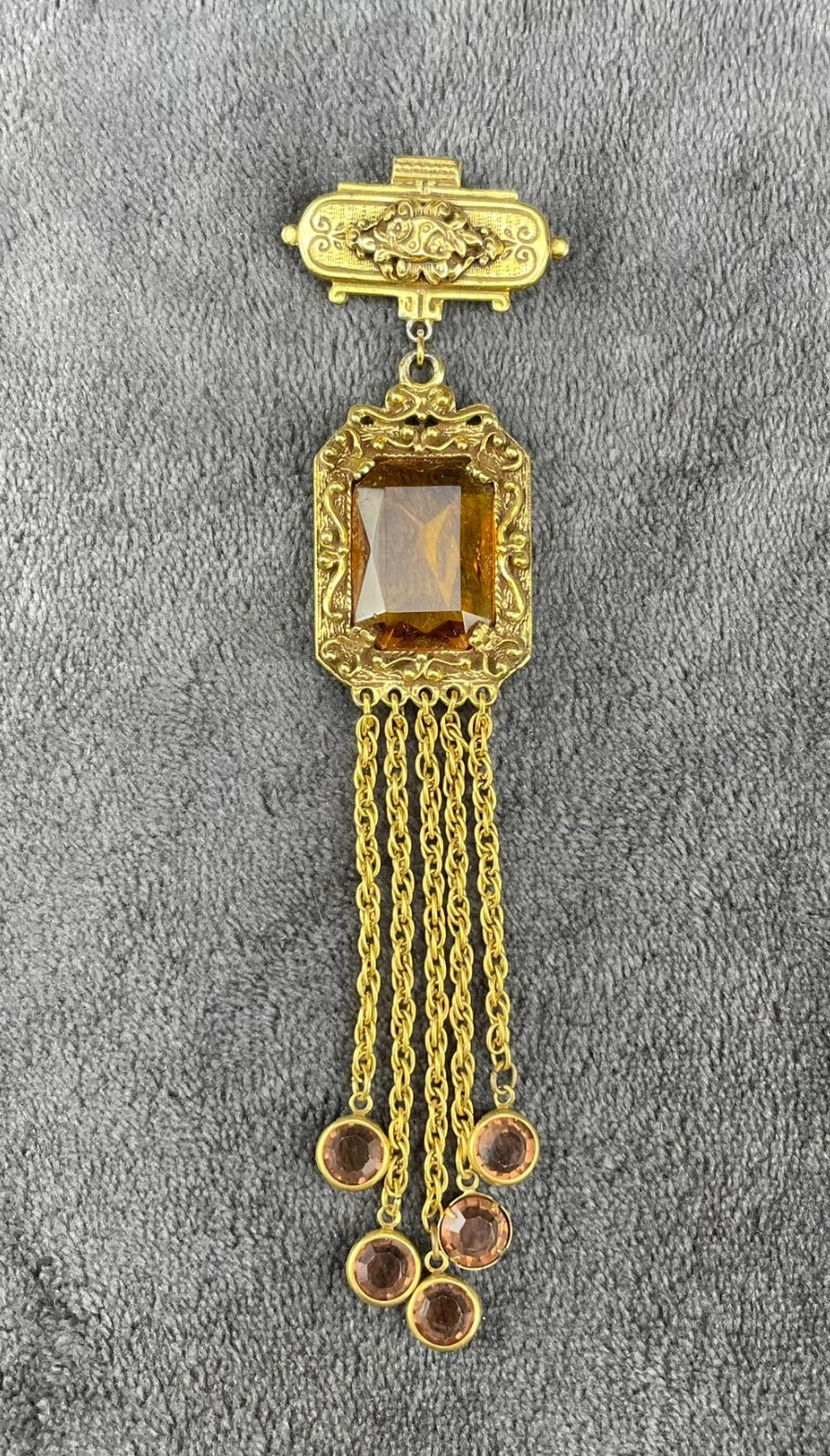Vintage Goldette Brooch Dangle Tassle Gold Tone SEE PICTURES/DESCRIPTION