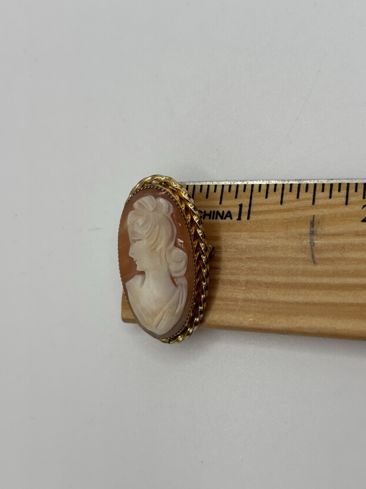 Vintage 12Kt Gold Filled Left Facing Oval Cameo Portrait Pendant / Brooch Pin