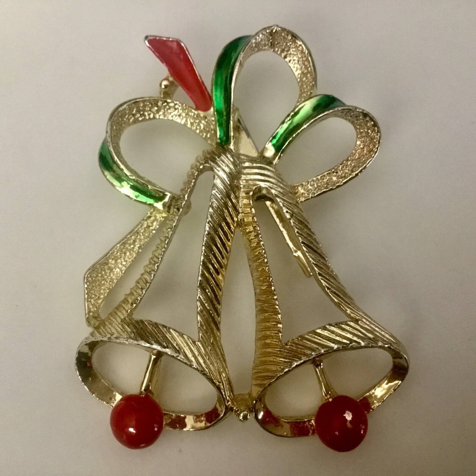 Christmas Pin Lot Signed GERRYS Gold Tone Tree Bells Poinsettia & Bow Vintage