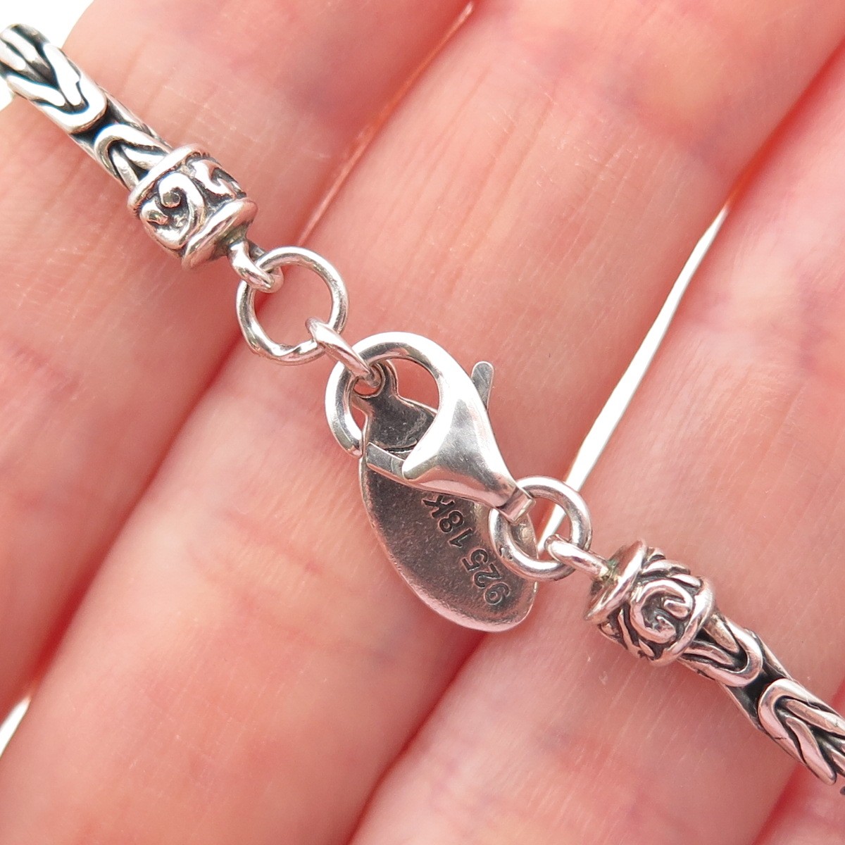 Robert Manse 925 Sterling Silver 18K Gold Vintage Byzantine Link Bracelet 6.5″