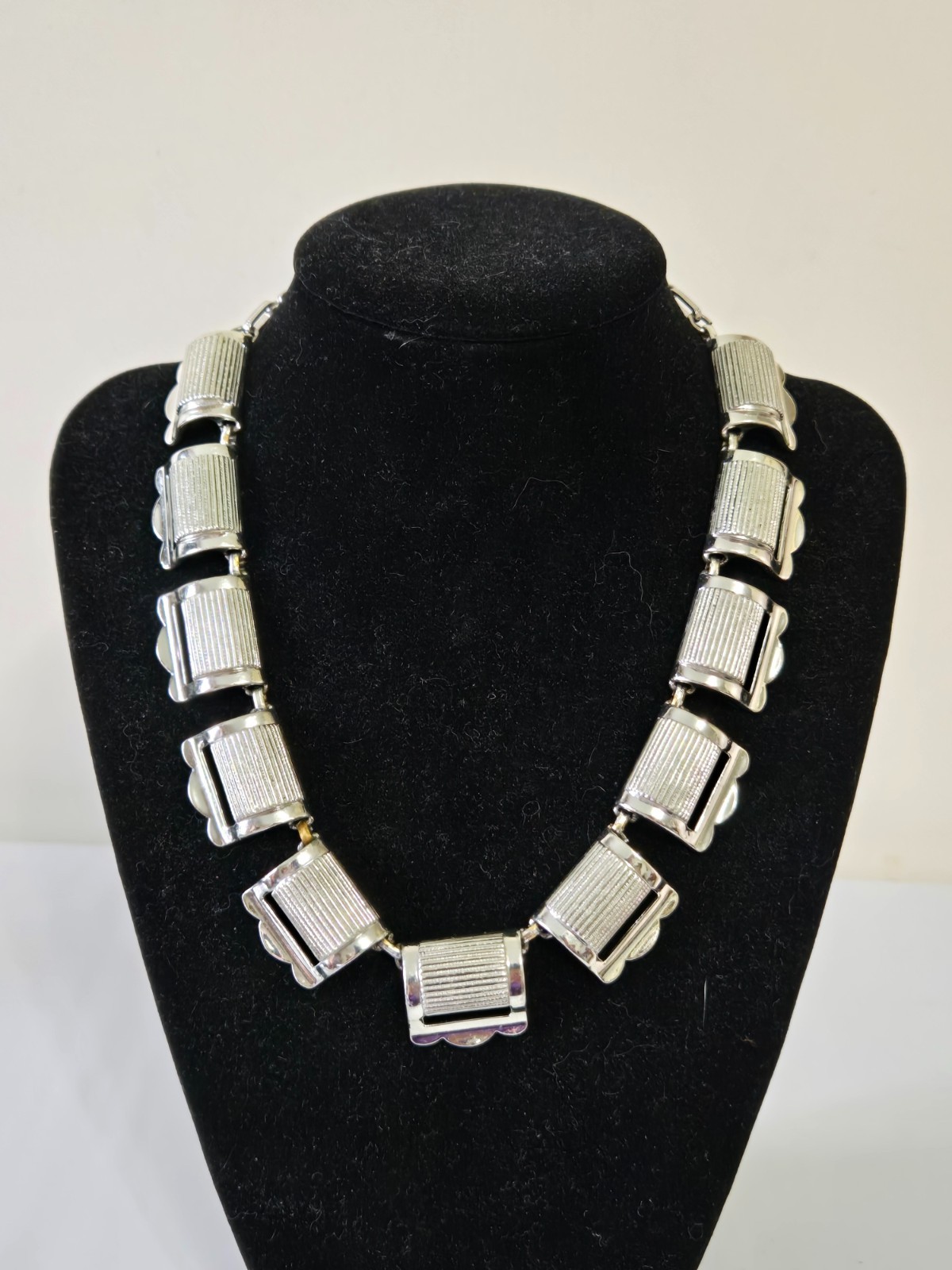 Coro Vintage Chunky Silvertone Necklaces, 2 Signed on Hook, 1 With Stone Accents