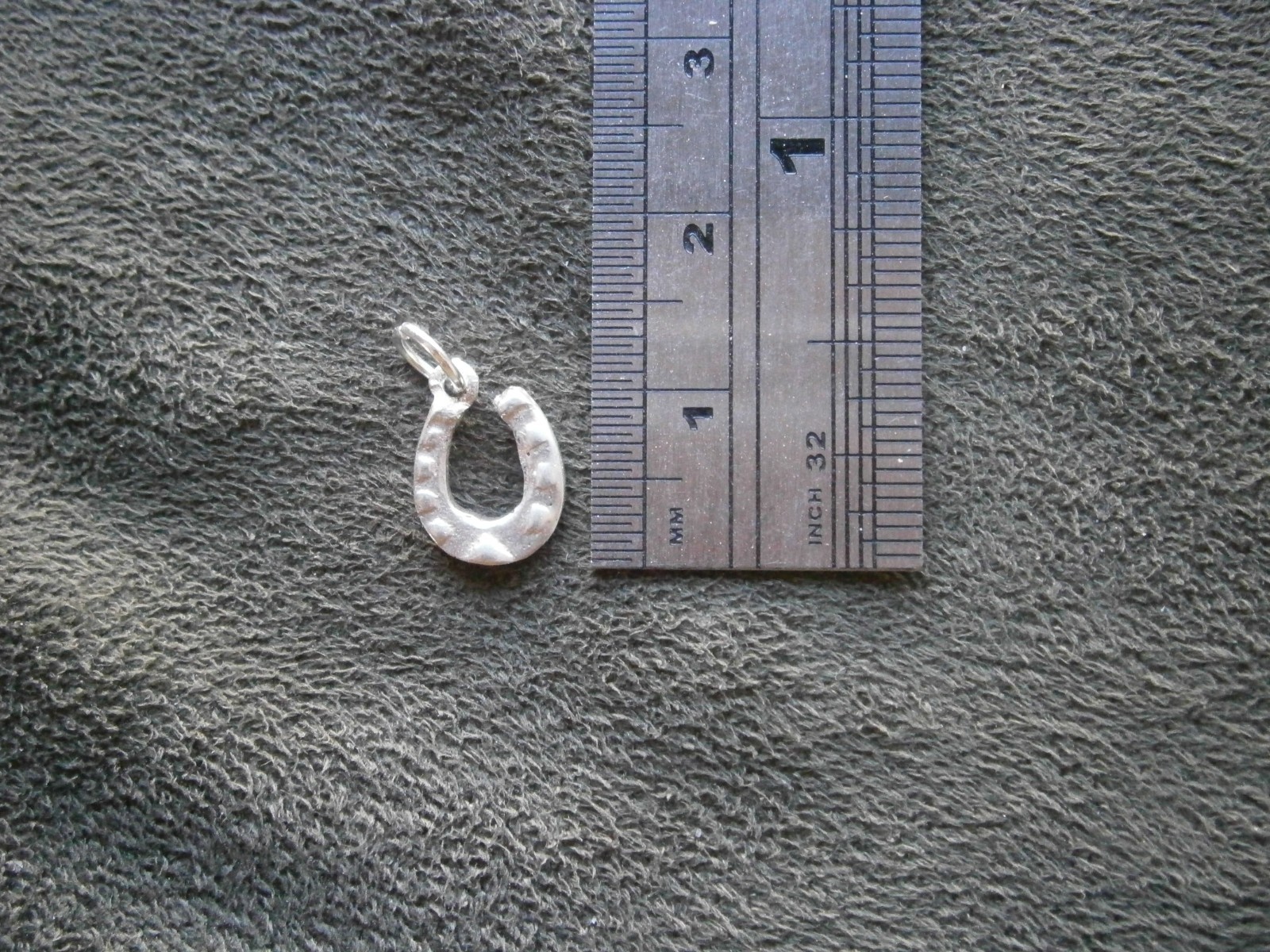 TINY Lucky Horseshoe Vintage Shiny Sterling Silver Bracelet Charm Pendant