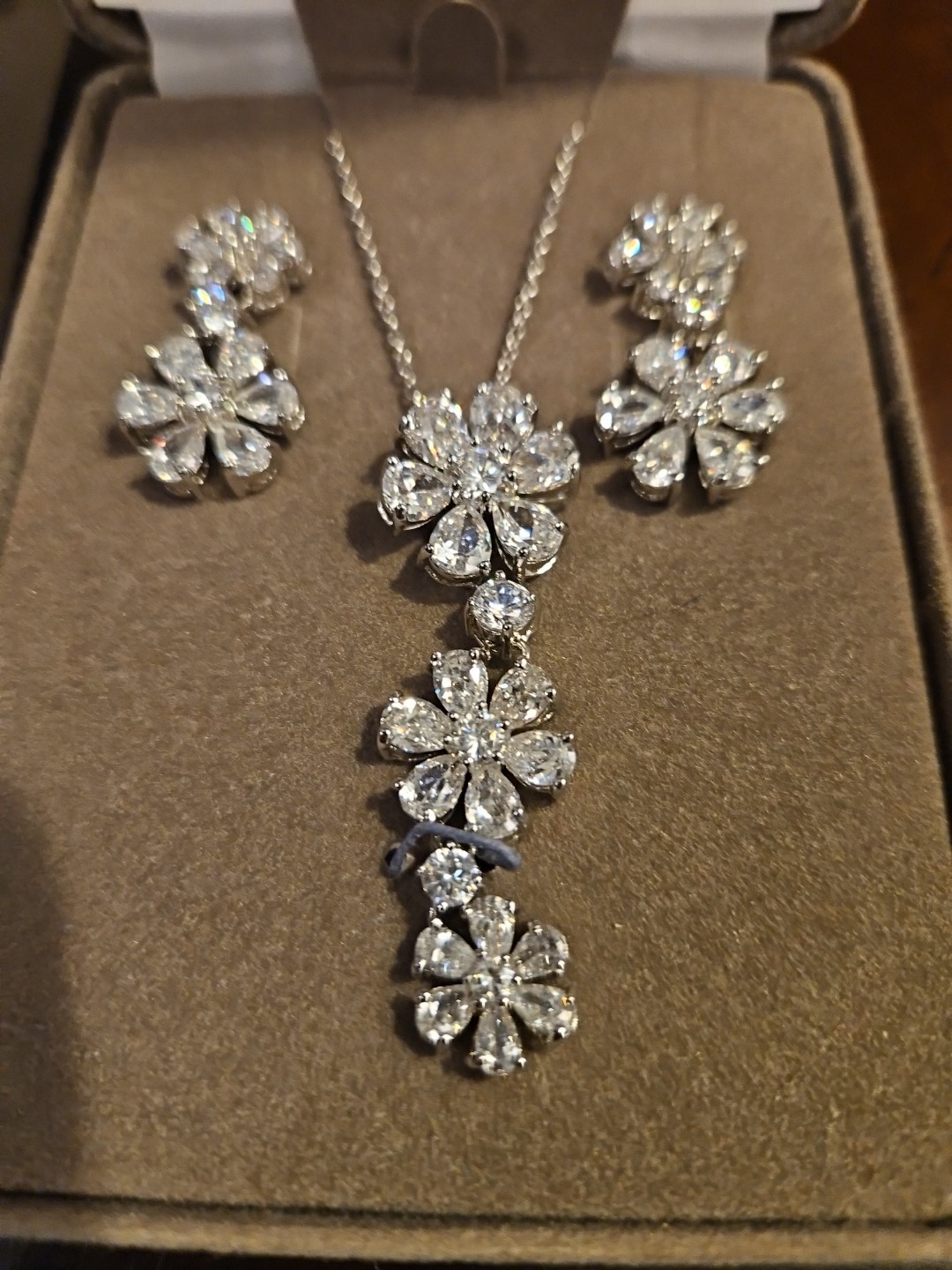Nolan Miller Ideal Rhinestone Pendant Necklace and Pierced Earrings Set