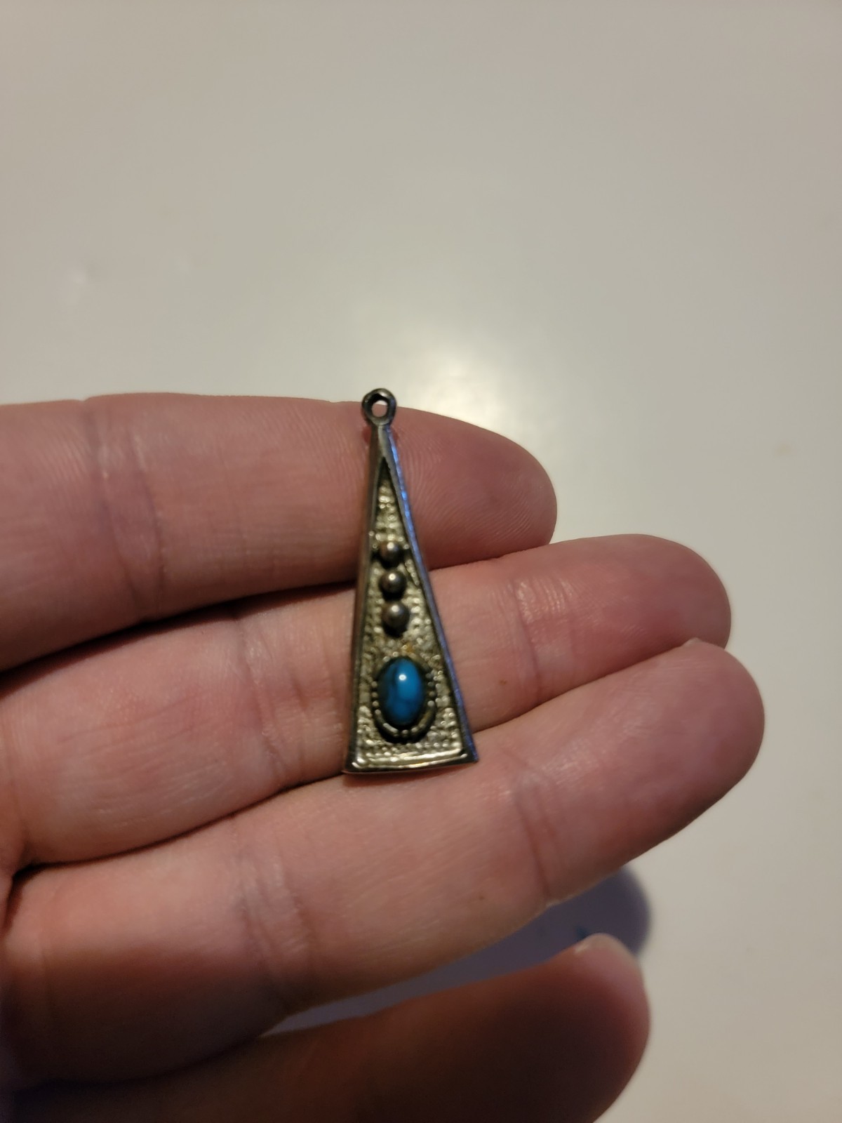 Arthur Pepper Pendant Signed ART Turquoise Silver Aztec Native Jewelry Vintage