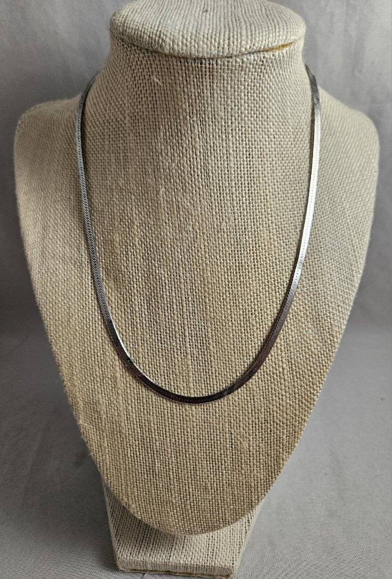Vintage Danecraft Sterling Silver Herringbone Chain 16” Stamped Italy 925