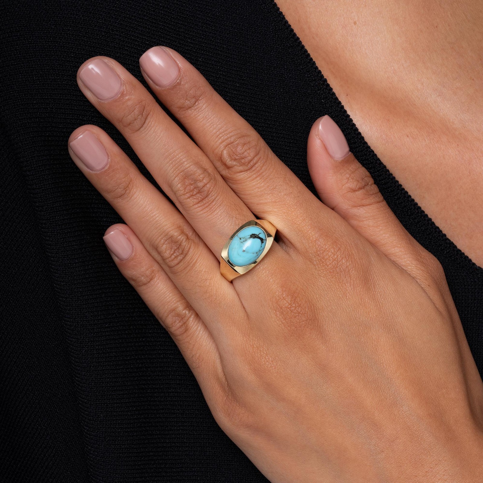 Vintage 1970s Men’s Turquoise & 14k Gold Ring