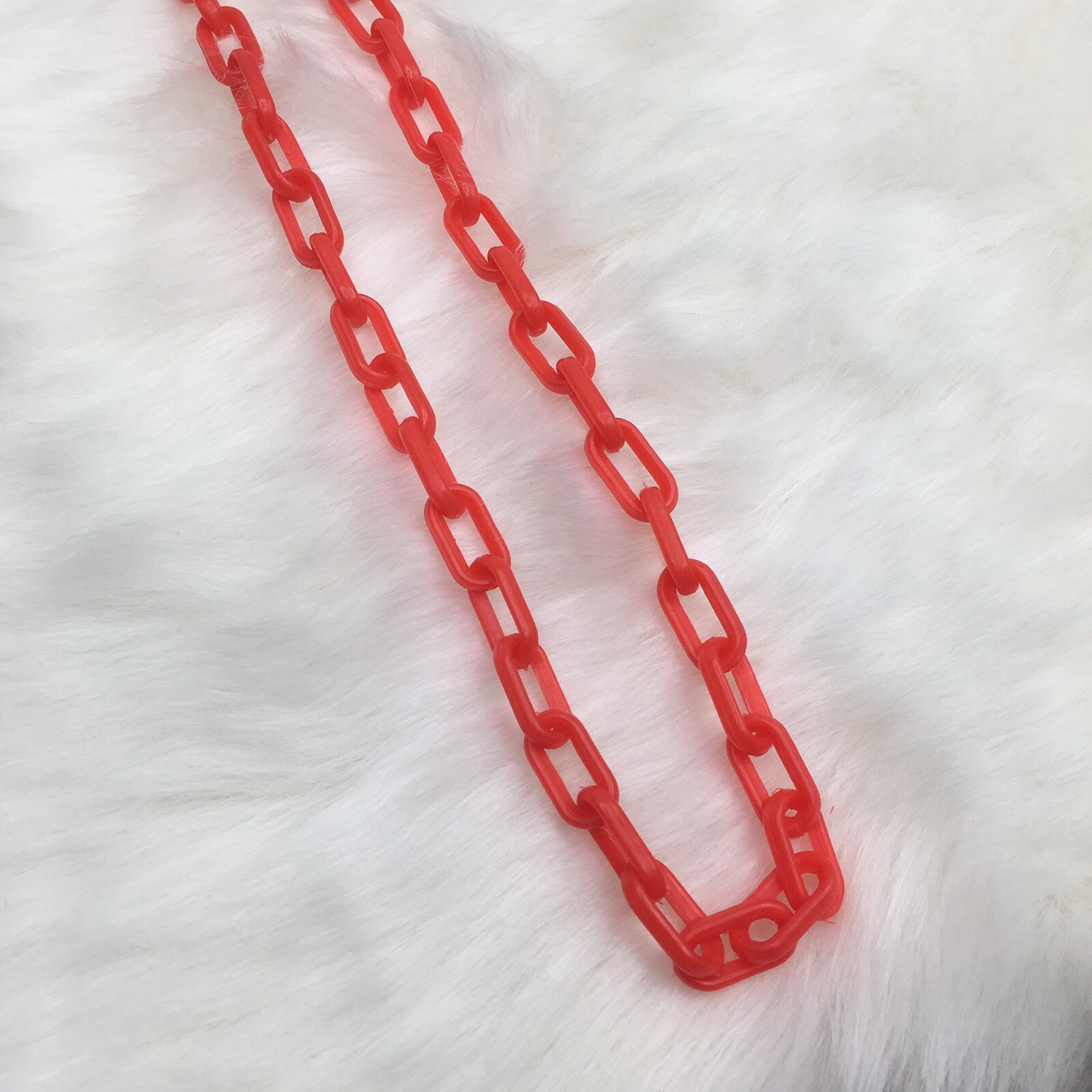 NEW Bell Charm Plastic Link Chain Necklace Costume Deadstock Vintage Retro 1980s