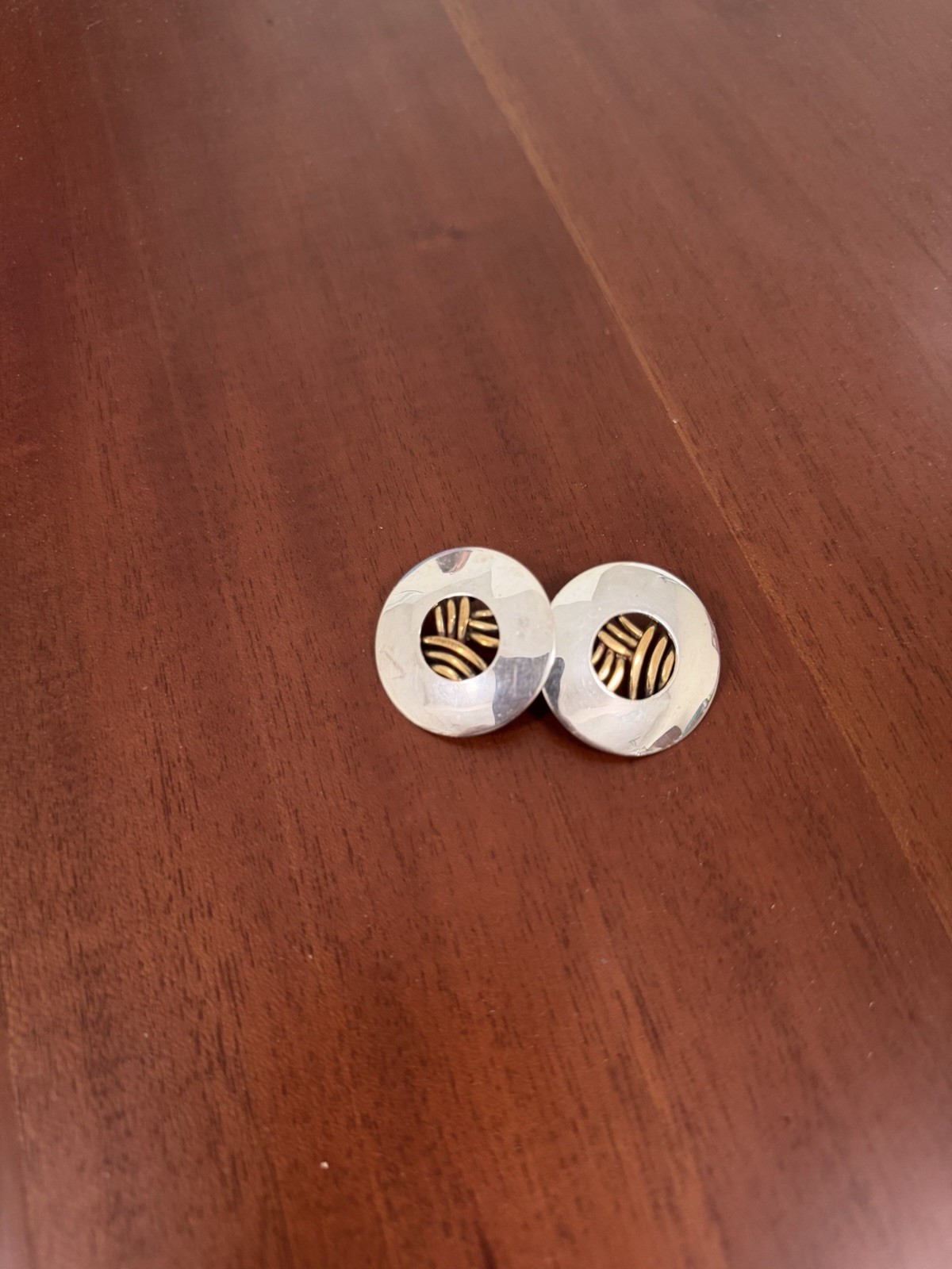 Earrings By Modernist Artisan BRUCE TESCHNER Sterling Silver Mixed Metals