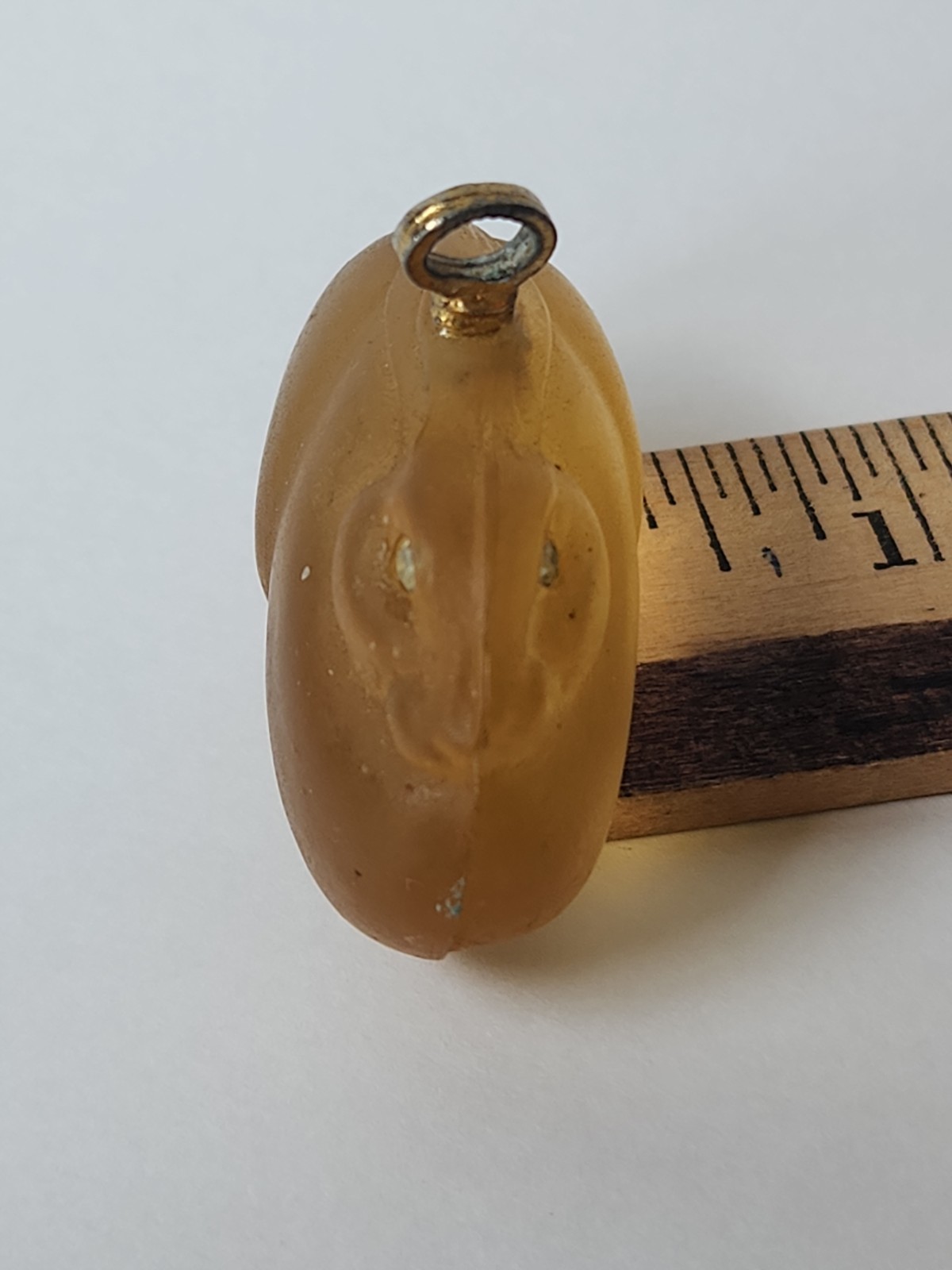 Vintage Applesauce Celluloid Lucite Bunny Rabbit Pendant Rhinestone Eyes