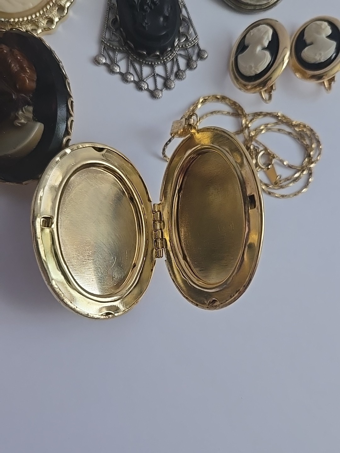 Vtg Modern Resin Cameo Pins Brooch Pendant Necklace Earrings Lot