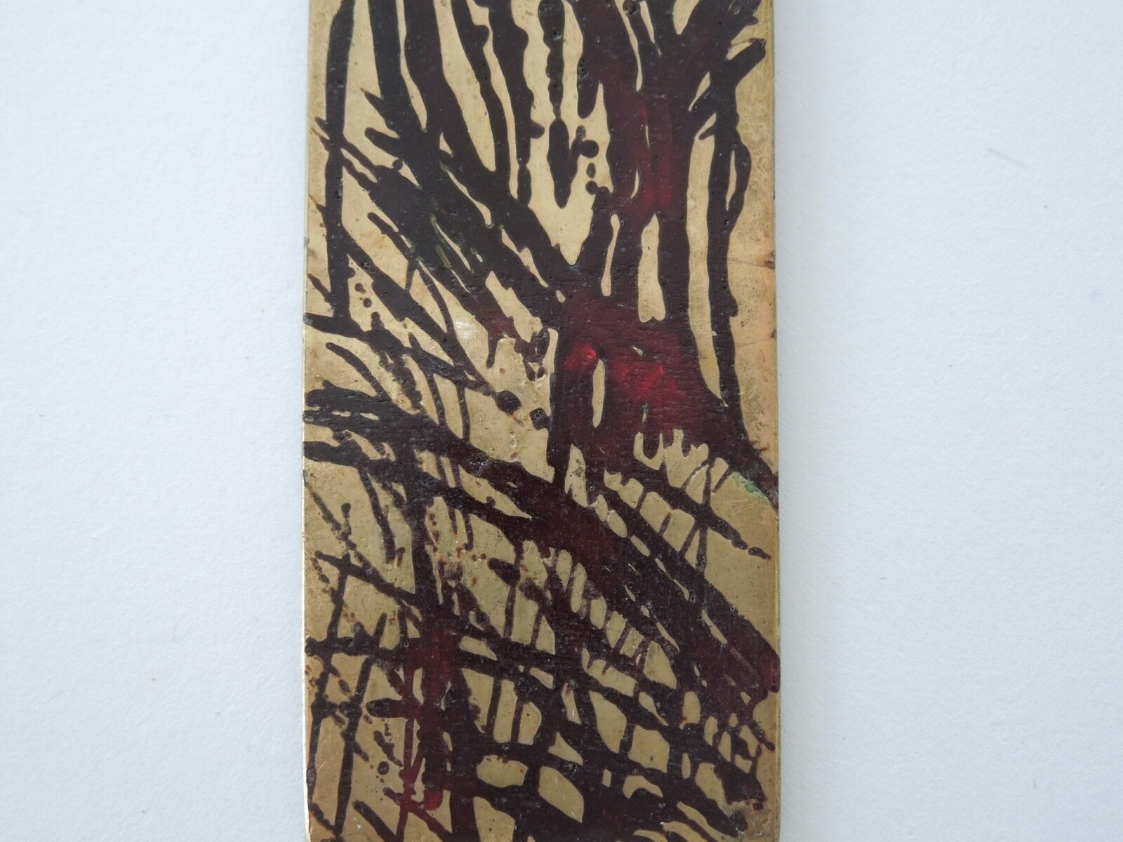 Pendant Brass Copper Enamel Abstract 22.8 G/7.2 X 2.4 Cm