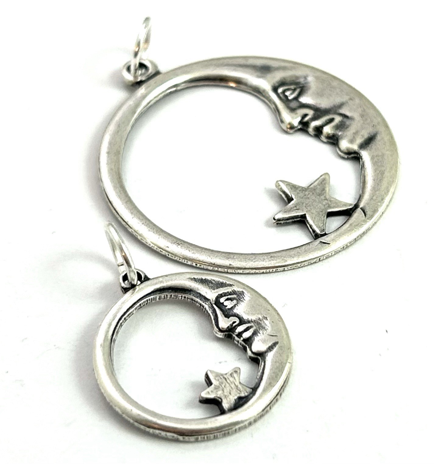 Moon Charm Pendant Lot Crescent Moon Star Celestial Silver Plated AS IS CRAFT