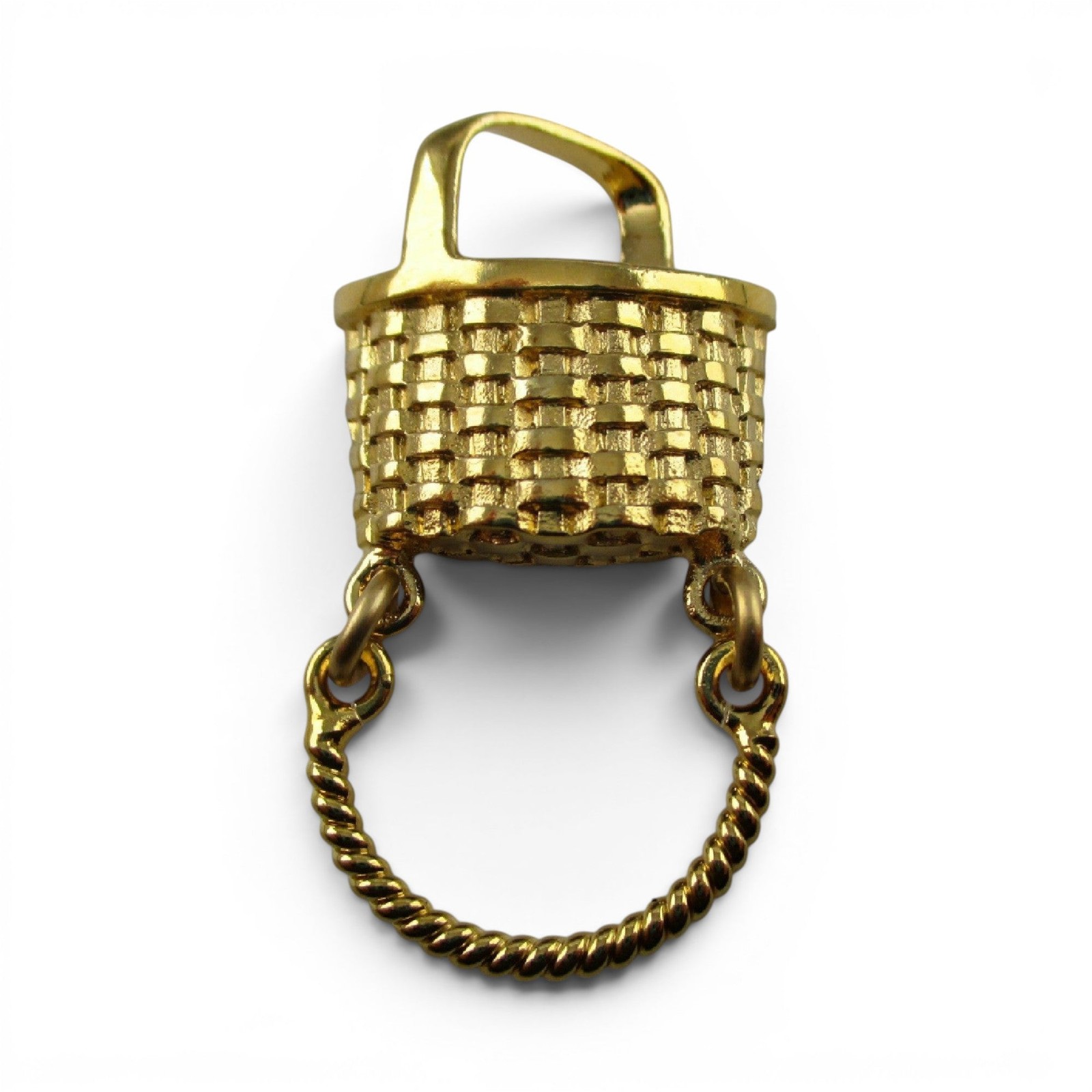 Sterling Silver Gold Vermeil Woven Basket Charm Holder Pendant Brown County