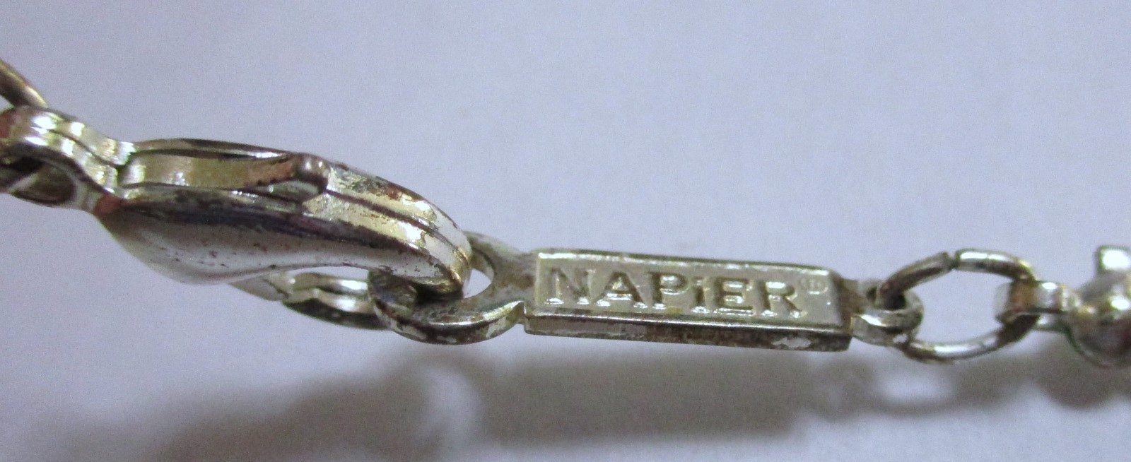 VINTAGE NAPIER SILVERTONE CROSS PENDANT, BEADED NECKLACE, SIGNED