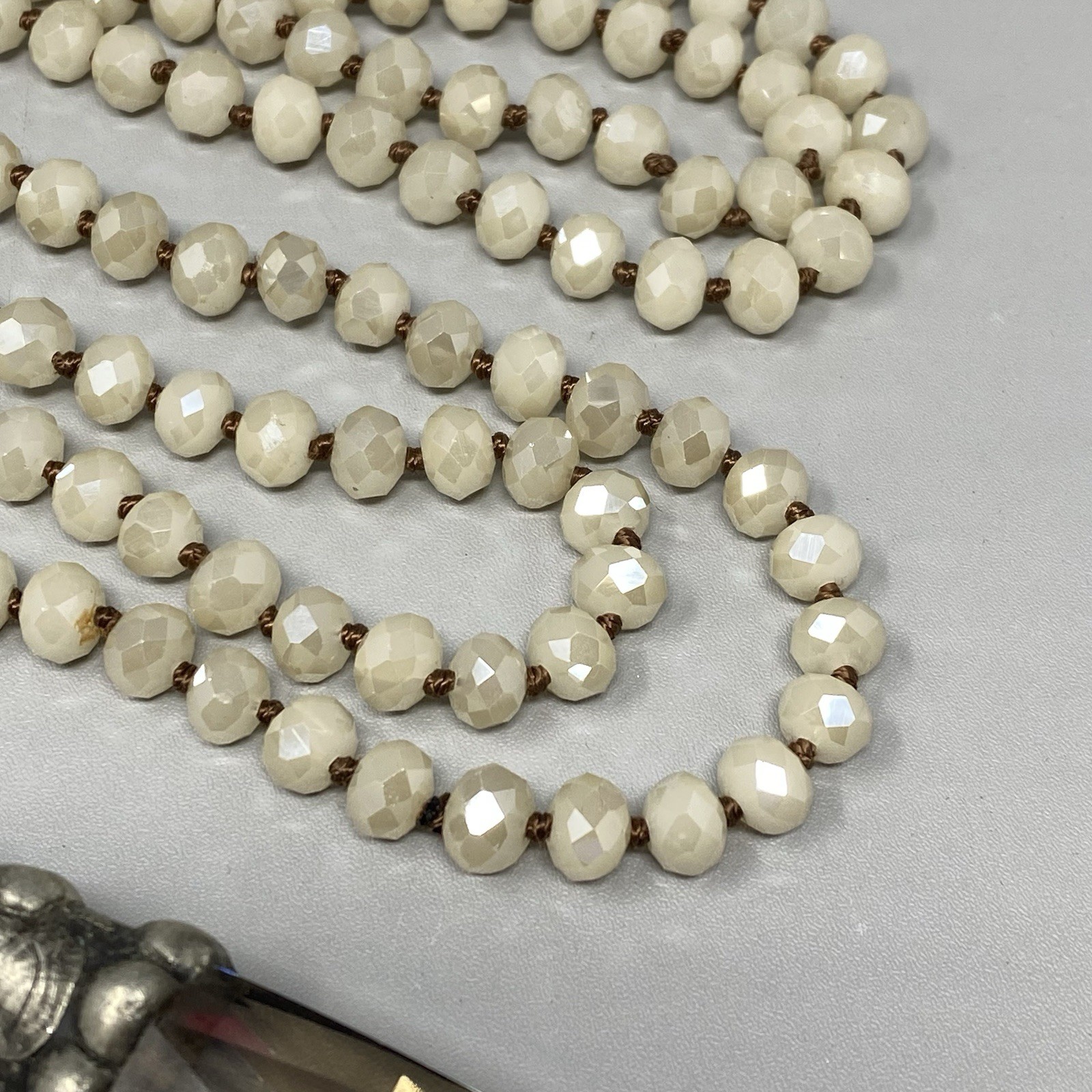 Czech Glass Bead Pendant Necklace Mala Prayer Meditation Flapper Fire Polished
