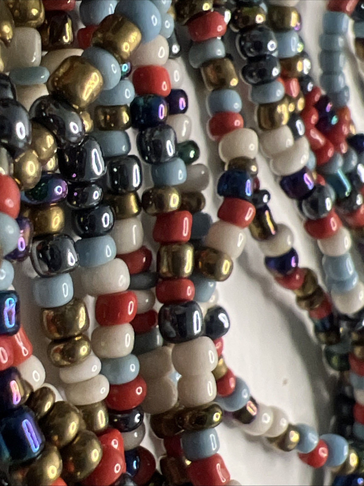 Multicolored Bead Multi Strand Statement Silver Tone Necklace Bracelet Set