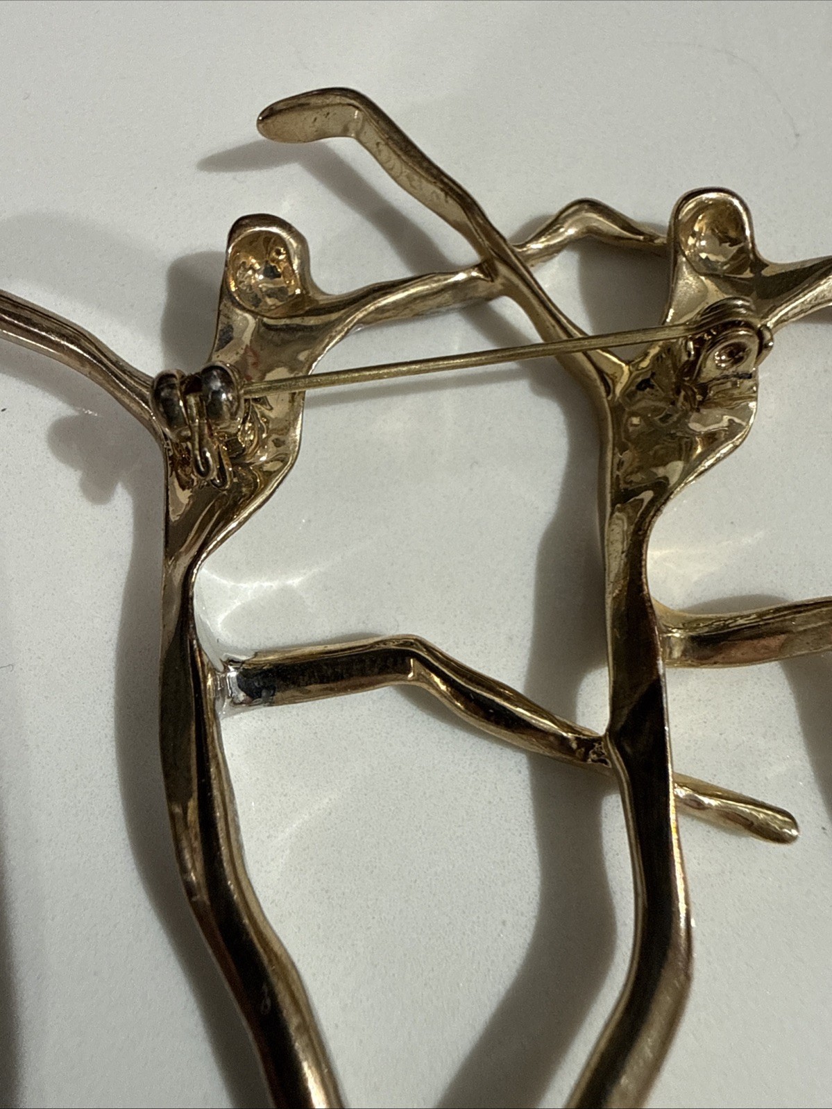 Vintage Gold & Silver Tone Modernist Abstract Dancers Brooch Pin