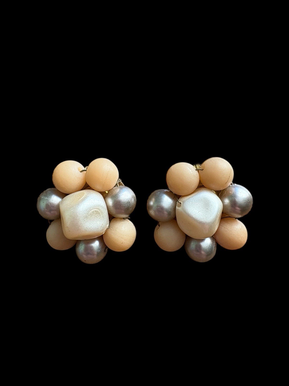 Vintage Beaded Cluster Clip On Earrings Lot 11 Japan, Hong Kong