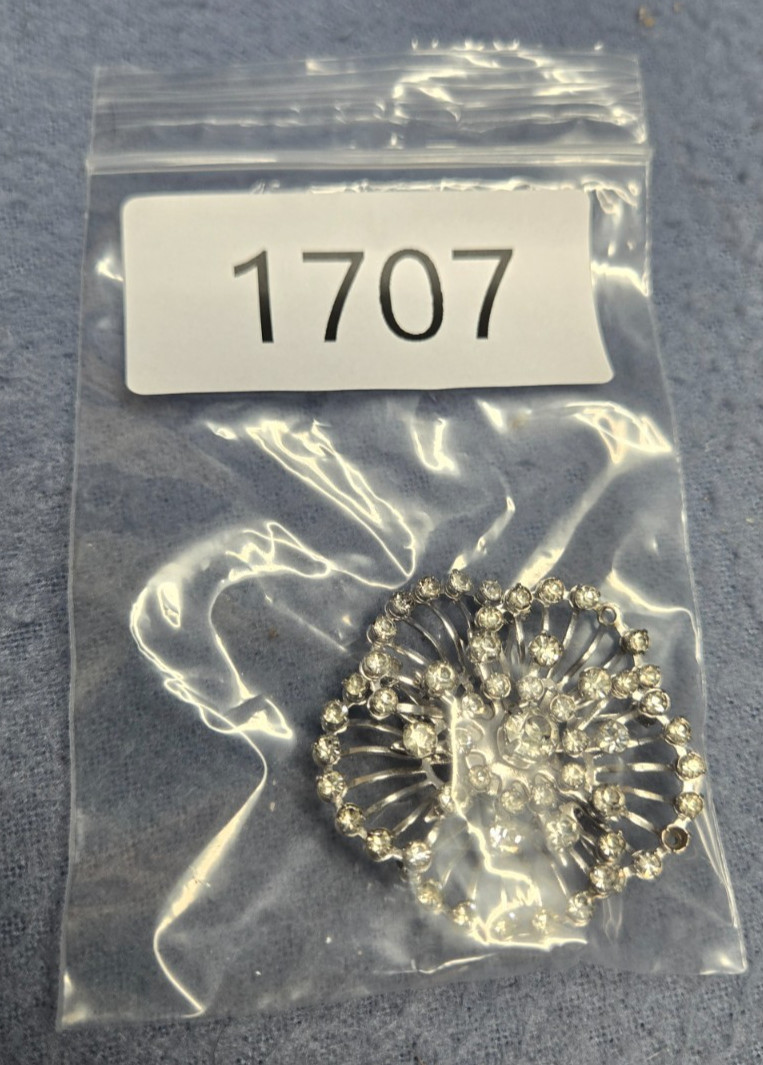 Pendant Brooch Vintage Rhinestone Silver Tone Metal Spray Dual – 2 Missing