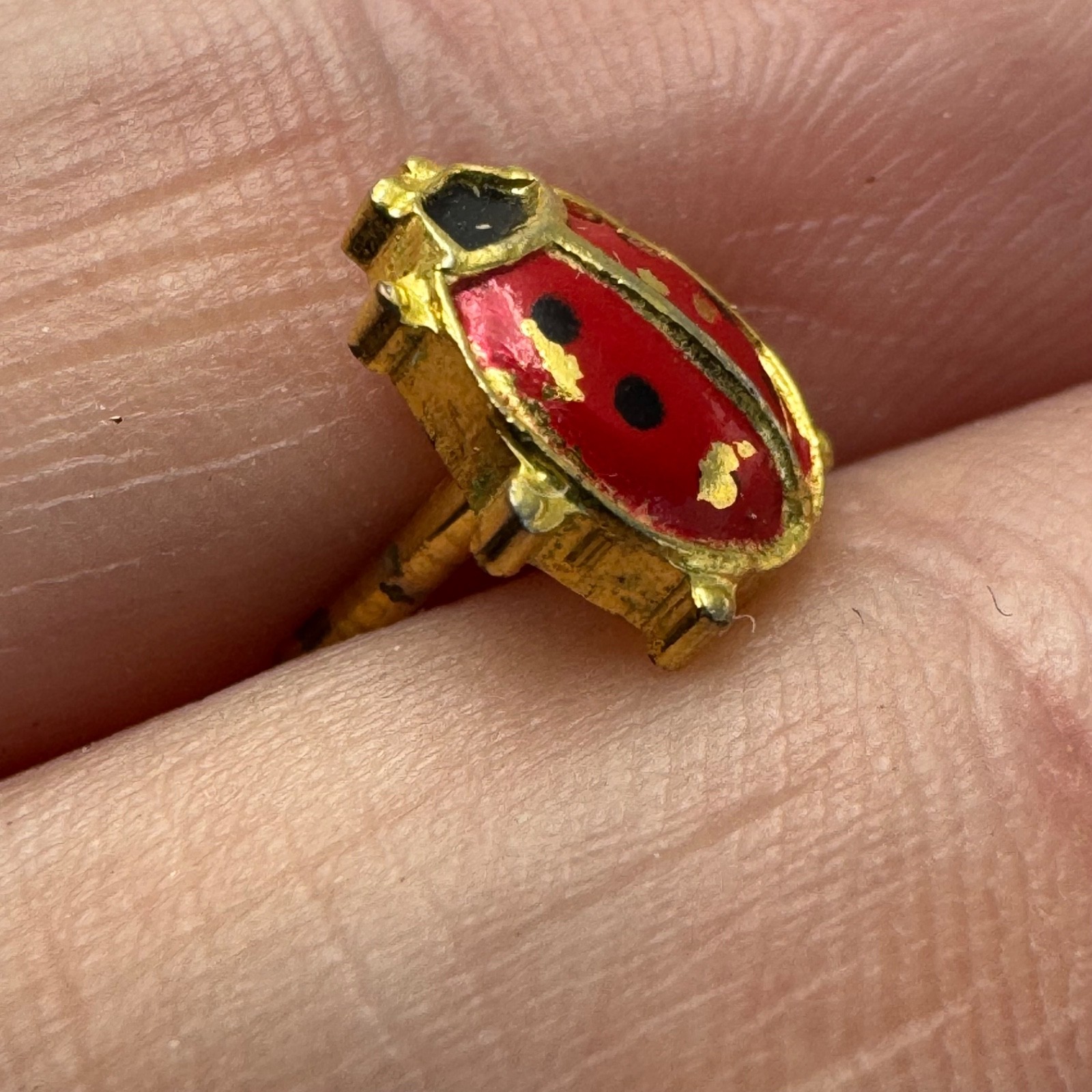 Ladybug Enamel Lapel Pin Lucky Garden Insect Spring 90s Brooch Vintage Gold Tone