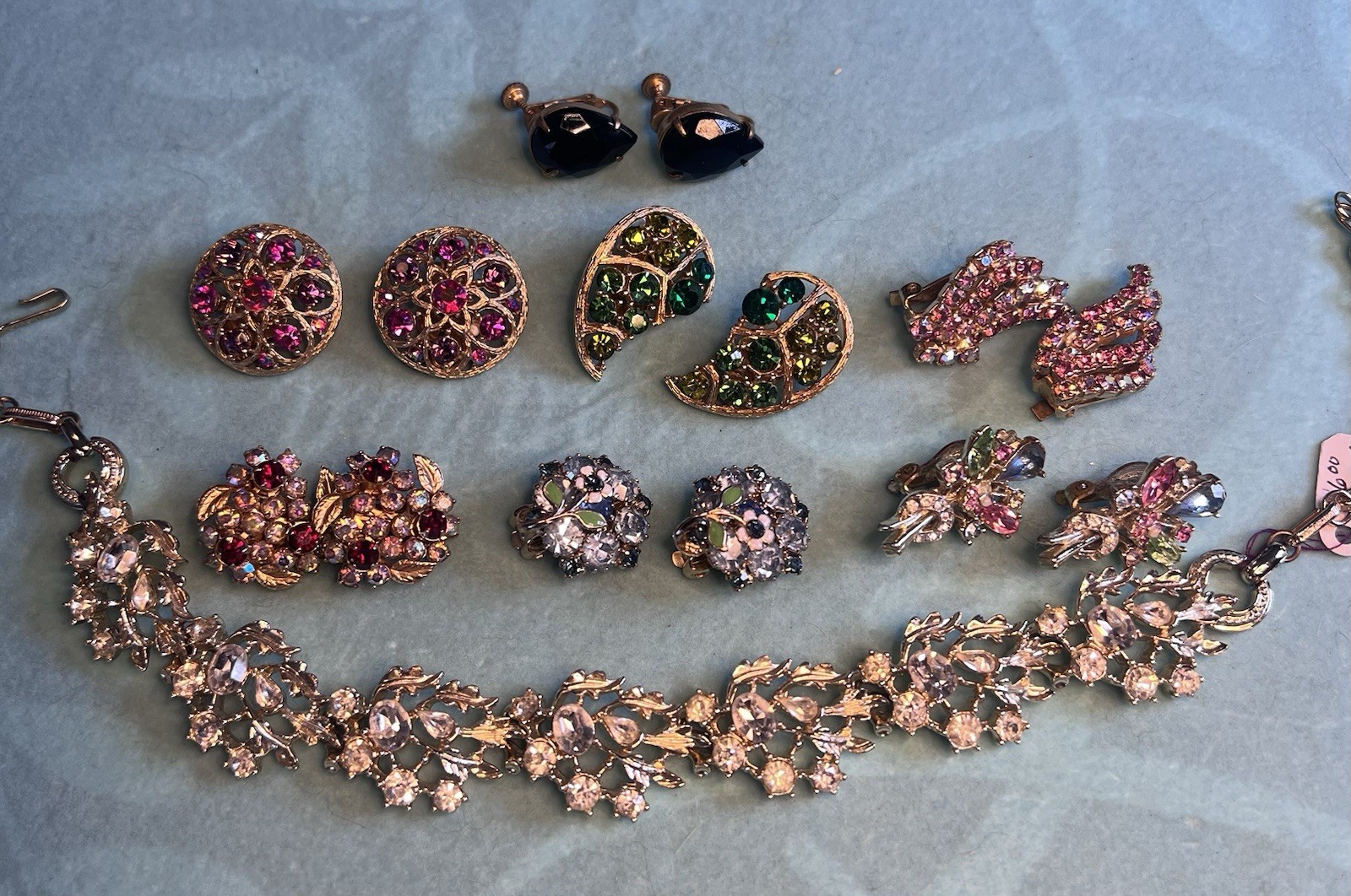 Lot 7 Pr Vintage Clip Earrings Lisner, Kramer, Weiss & Haskell & Lisner Necklace