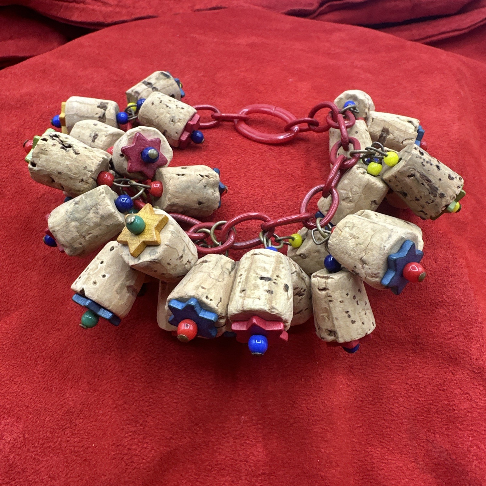 Exclusive Depression Era Cork and Multicolored Bakelite Bracelet. See pics.
