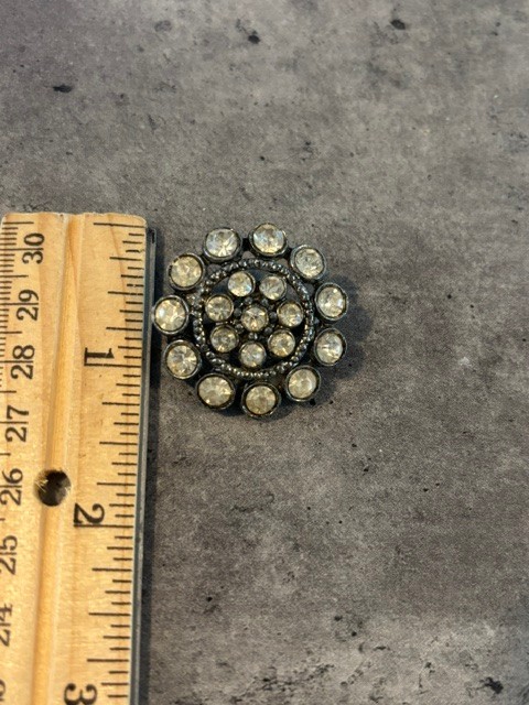 Vintage Lot of 2 Silver Tone Flower/ Snowflake Brooch Pin Set Rhinestone
