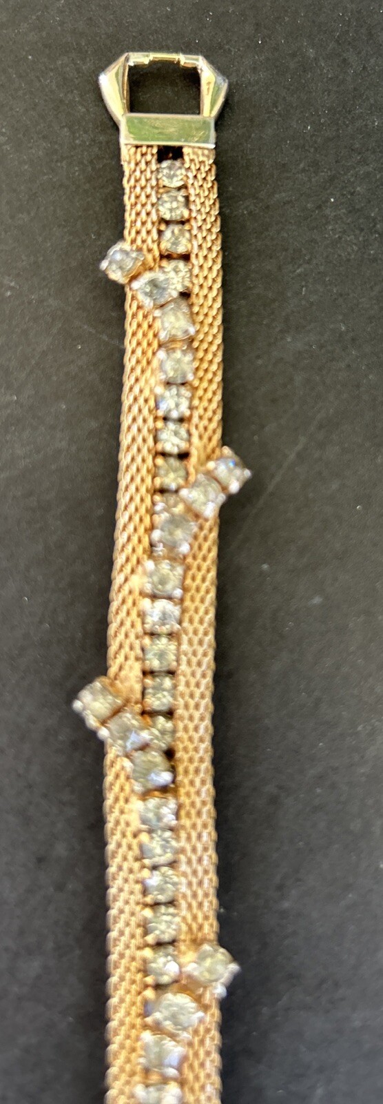Vintage Jewels By Julio Gold Mesh Rhinestone Bracelet