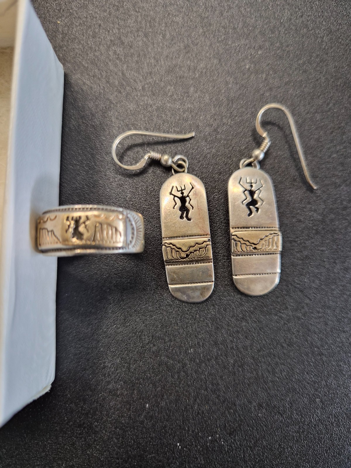 Vintage T.C. Cass & Co. Kokopelli Earrings & Ring Set