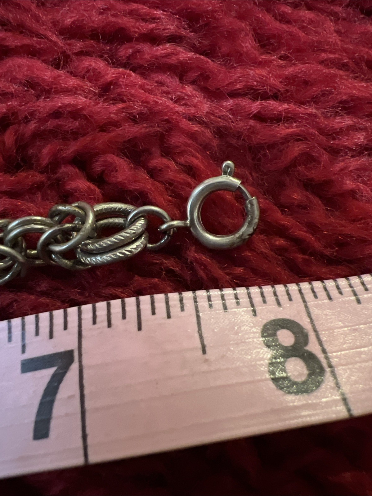 Vintage Multi Link Chainmail Silver Tone Charm Bracelet 7.75”