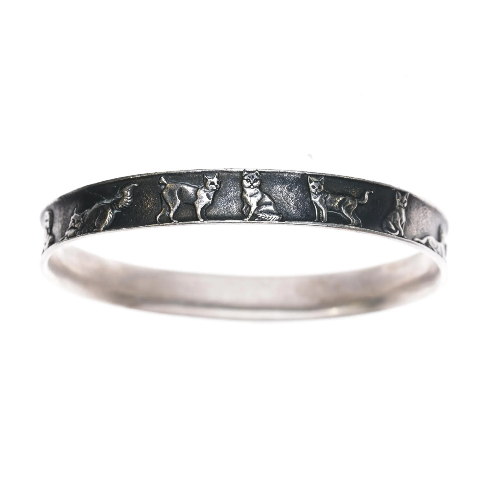 8″ Retired James Avery Sterling Exotic Cats bangle bracelet
