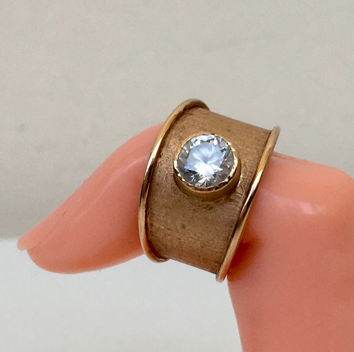 Vintage Original Soviet Solid Rose Gold Rock Crystal Ring 583 14K USSR Ring