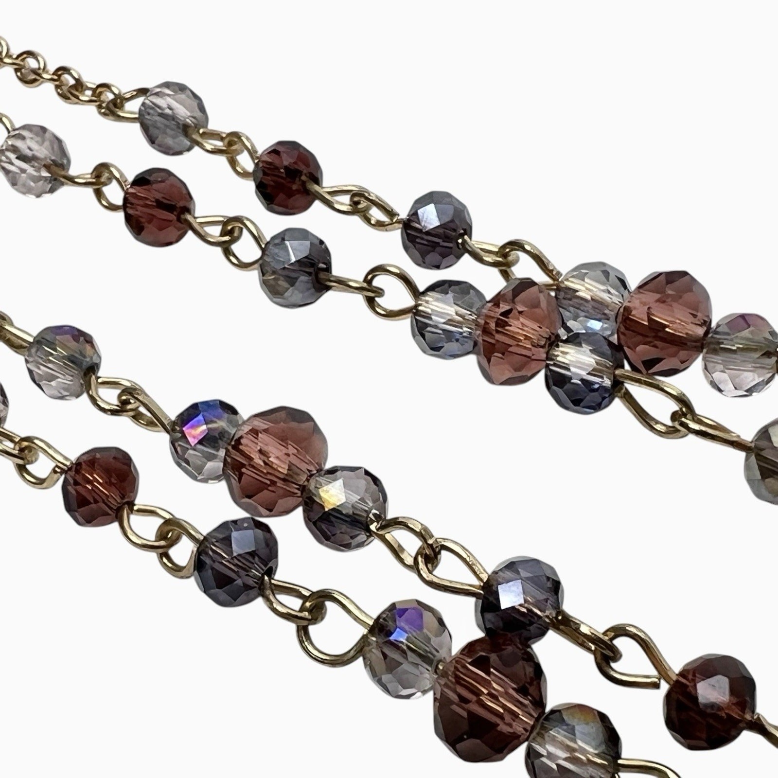 Rhinestone Necklaces Lot 2 Translucent Purple Black Faceted Sparkly Beaded Long