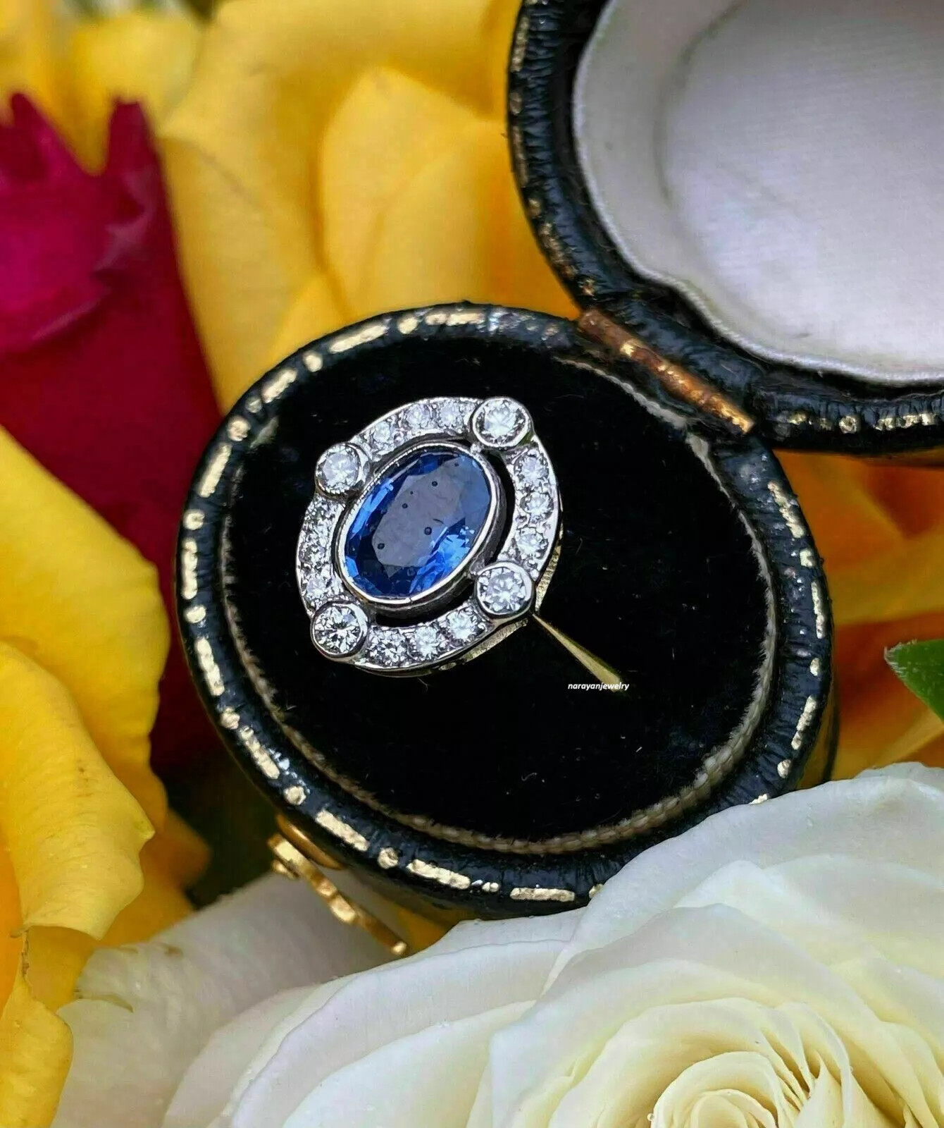 2 Ct Sapphire Vintage Art Deco Engagement Antique Ring In 925 Sterling silver