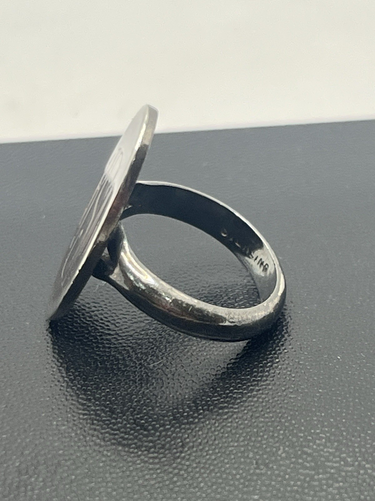 Sterling silver monogrammed signet oval ring size 5 vintage