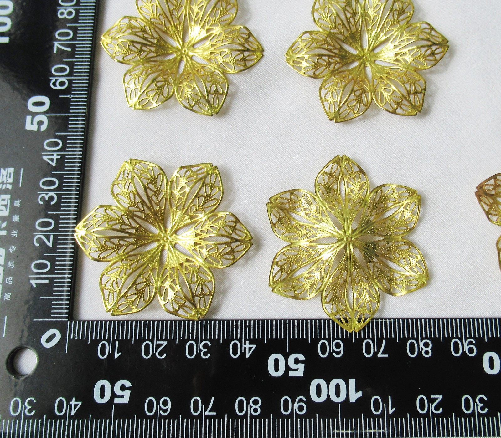 30pcs Petal Filigree 42mm Raw Brass Floral Stamping Findings