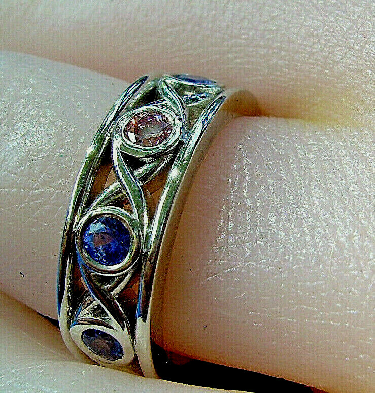 EARTH MINED NATURAL Color PINK DIAMOND Sapphire Band Deco PLATINUM Etenity Ring