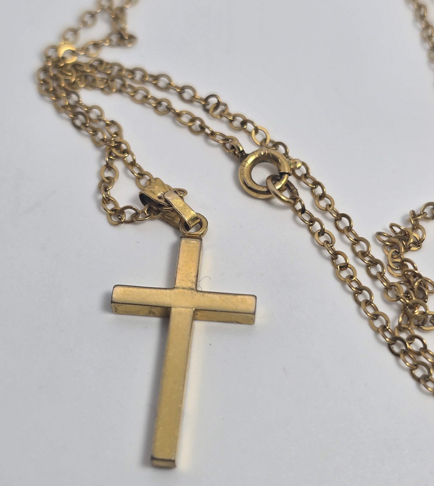 Etched cross vintage gold filled 1/20th 12k gold chain necklace