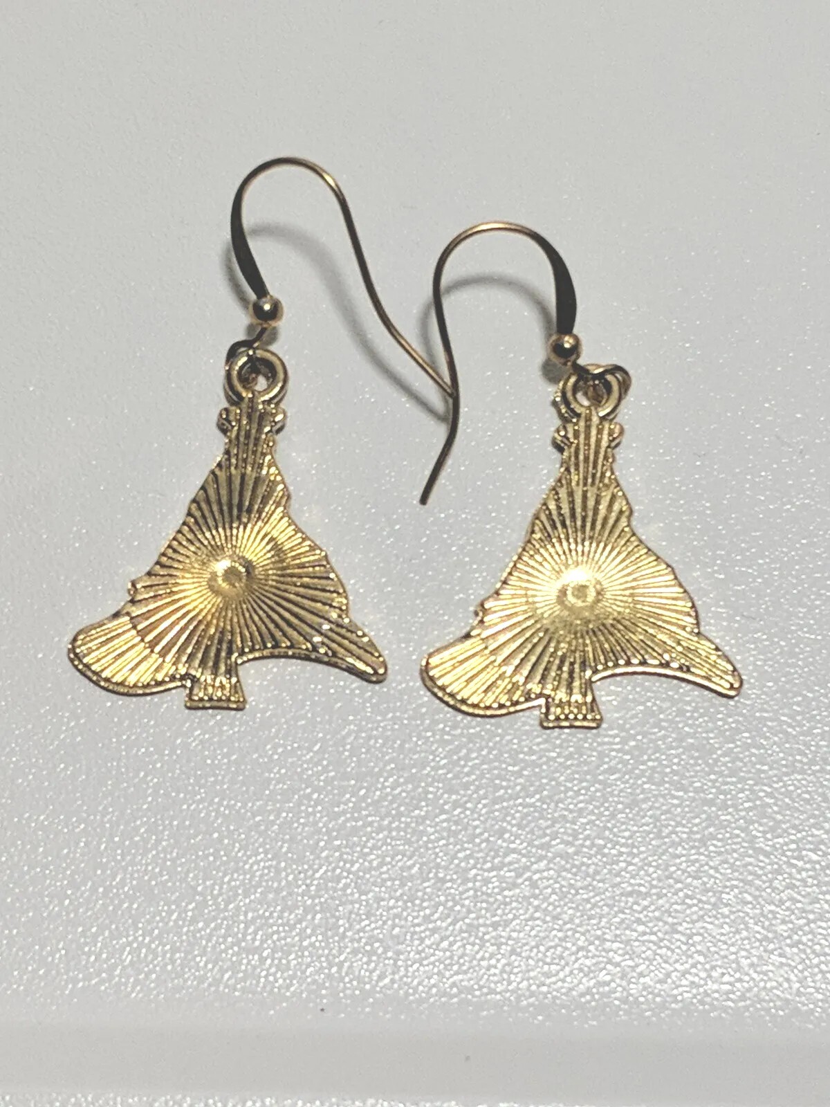 Dangle Drop Earrings Christmas Trees Green White Red Gold Filled Hooks