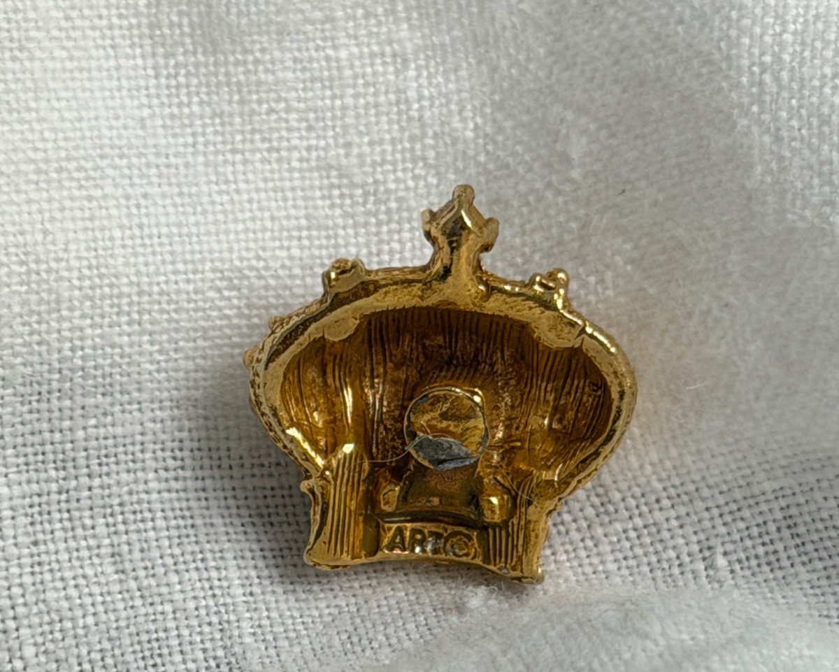 Vintage ART Crown Arthur Pepper rhinestone pearl turquoise clip on earring READ