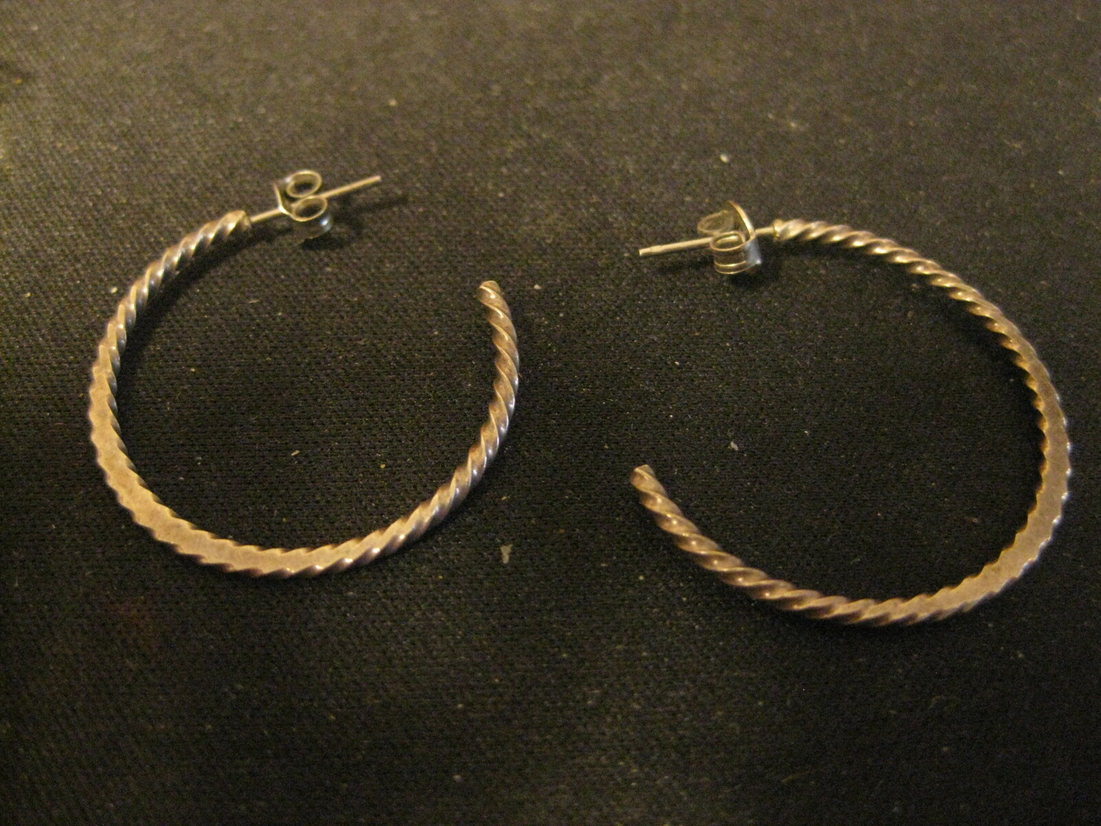 Sterling Silver Rope Design Hoop Earrings