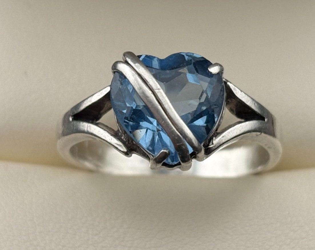 925 Sterling Silver Vintage Sky & Swiss Blue Topaz Designer Rings Sz. 8 & 8.5