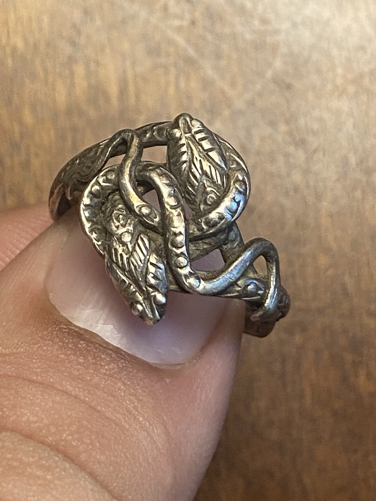 Antique Victorian Sterling Snake Ring Size 10