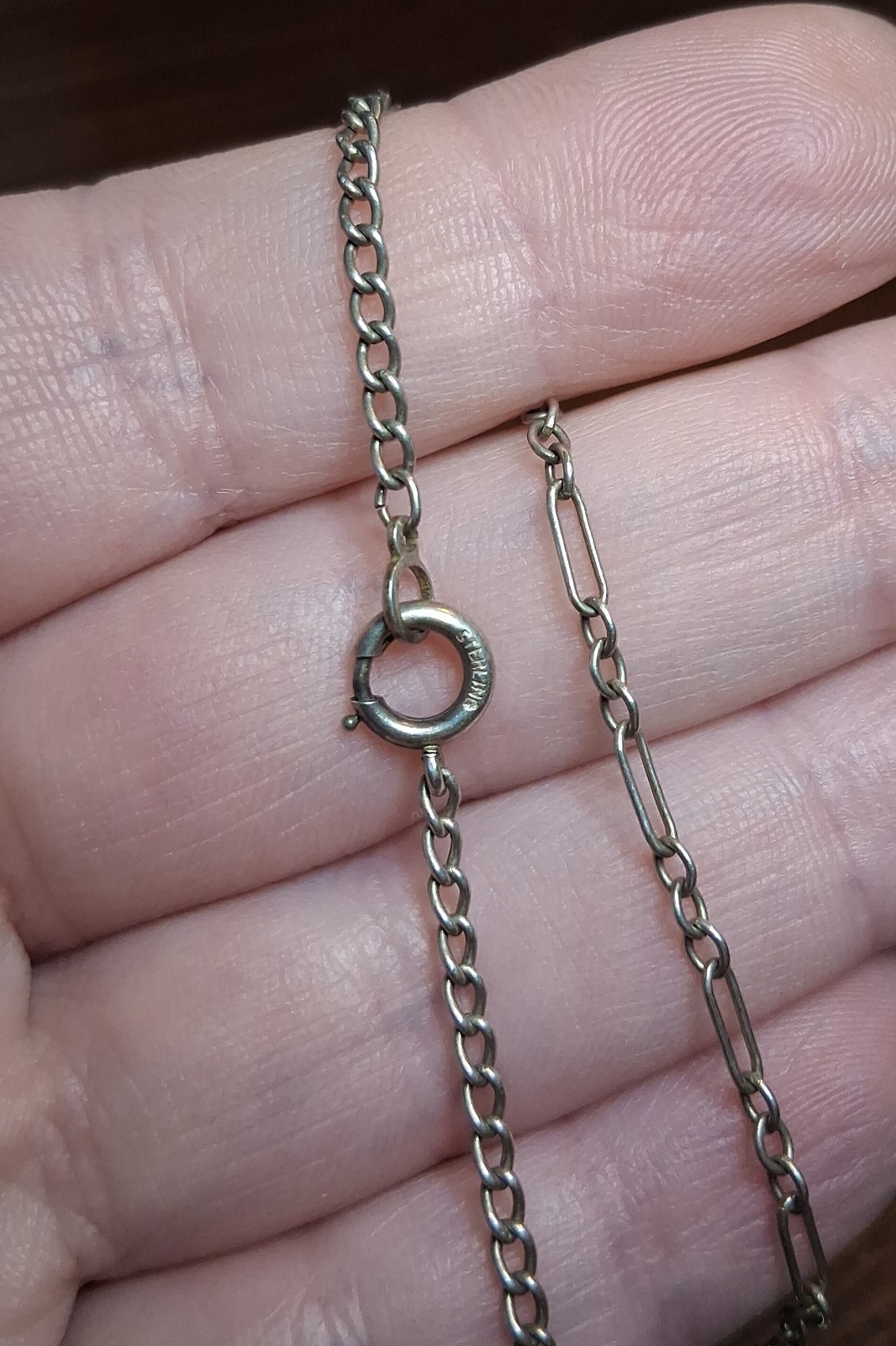 Antique Art Deco Sterling Rock Crystal(?) Necklace 19″ INCOMPLETE See Pics/Desc